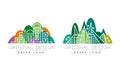 Green Logo Templates Set, Corporate Identity for City Landscape Design, Architecture, Real Estate Vector Illustration Royalty Free Stock Photo