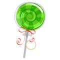 Green Lollipop with Wrapper and Tag