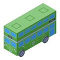 Green London bus icon isometric vector. Transport tour Royalty Free Stock Photo