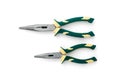 Green long pliers isolated on white background. Royalty Free Stock Photo