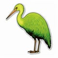 Green Longleaf Ibis Sticker With Quirky Maori Art