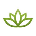 Green lotus symbol. Spa and wellness theme design element. Vector illustration