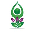 Green lotus yoga man logo concept illustration. Royalty Free Stock Photo