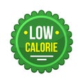 Green Low-Calorie Product Label on White Background. Vector