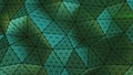 Green triangulated shape with polygons 3D rendering