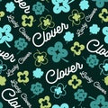 Green Lucky Charm Clover Leaves Silhouette Vector Pattern Royalty Free Stock Photo