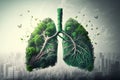 Green lung with air pollution of city, Generative AI