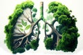 Green lung with trees and roots. Generative ai design