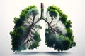 Green lung with trees and roots. Generative ai design