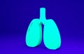 Green Lungs icon isolated on blue background. Minimalism concept. 3d illustration 3D render