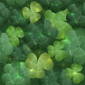 Green lush leaves clover seamless pattern