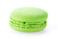 Green macaron isolated on white with clipping path