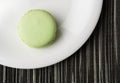 Green Macaron on White Plate