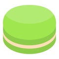 Green macaroon icon, isometric style