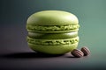 Green macaroon with macaroons on a dark background.