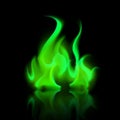 Green Magic Fire Flame Bonfire Isolated on Background