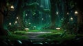 Green magic forest landscape with clover background. St. Patrick's Day concept. Abstract green fantasy mystery Royalty Free Stock Photo