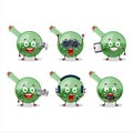 Green magic potion cartoon character are playing games with various cute emoticons Royalty Free Stock Photo