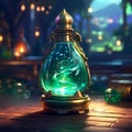Green Magic Potion. Emerald Elixir. Fantasy Potion.