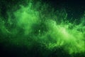 Green magic smoky light with particles abstract background