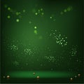 Green magic smoky light with particles abstract vector background