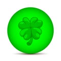 Green Magic Sphere with Clover isolated on white background. Vector Illustration for Your Design, Game, Card. Royalty Free Stock Photo