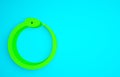 Green Magic symbol of Ouroboros icon isolated on blue background. Snake biting its own tail. Animal and infinity