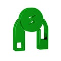 Green Magnet icon isolated on transparent background. Horseshoe magnet, magnetism, magnetize, attraction.