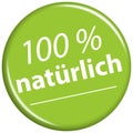 green magnet with text 100% natural (in german