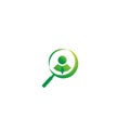 Green magnifier searching people logo design vector