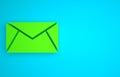 Green Mail and e-mail icon isolated on blue background. Envelope symbol e-mail. Email message sign. Minimalism concept Royalty Free Stock Photo