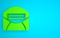 Green Mail and e-mail icon isolated on blue background. Envelope symbol e-mail. Email message sign. Minimalism concept Royalty Free Stock Photo
