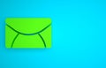 Green Mail and e-mail icon isolated on blue background. Envelope symbol e-mail. Email message sign. Minimalism concept Royalty Free Stock Photo