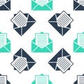 Green Mail and e-mail icon isolated seamless pattern on white background. Envelope symbol e-mail. Email message sign Royalty Free Stock Photo
