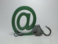 Green At Mail Sign Symbol with Lock Royalty Free Stock Photo