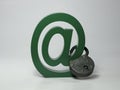 Green At Mail Sign Symbol with Lock Royalty Free Stock Photo