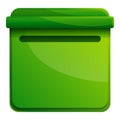 Green mailbox icon, cartoon style