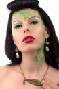 Green make-up girl art nouveau necklace Royalty Free Stock Photo