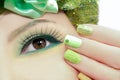 Green makeup and nail Polish. Royalty Free Stock Photo