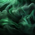 Green malachite turquoise silk scarf flying on black, texture of thin smooth fabric, folds and play, beautiful bright background,