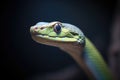 green mamba against a dark background