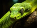 Ai Generated illustration Wildlife Concept of Green mamba snake