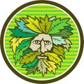 Green Man Foliate Head Circle Retro Royalty Free Stock Photo