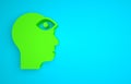 Green Man with third eye icon isolated on blue background. The concept of meditation, vision of energy, aura. Minimalism Royalty Free Stock Photo