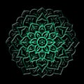 Mandala green pattern over black background