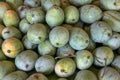 Green mango, pile of organic fruits for sale