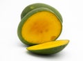 green mango slice isolated on white background Royalty Free Stock Photo