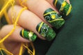 Green manicure square shape .