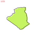 Green Map of Algeria with Outline Vector Design Template. Editable Stroke