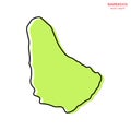 Green Map of Barbados with Outline Vector Design Template. Editable Stroke